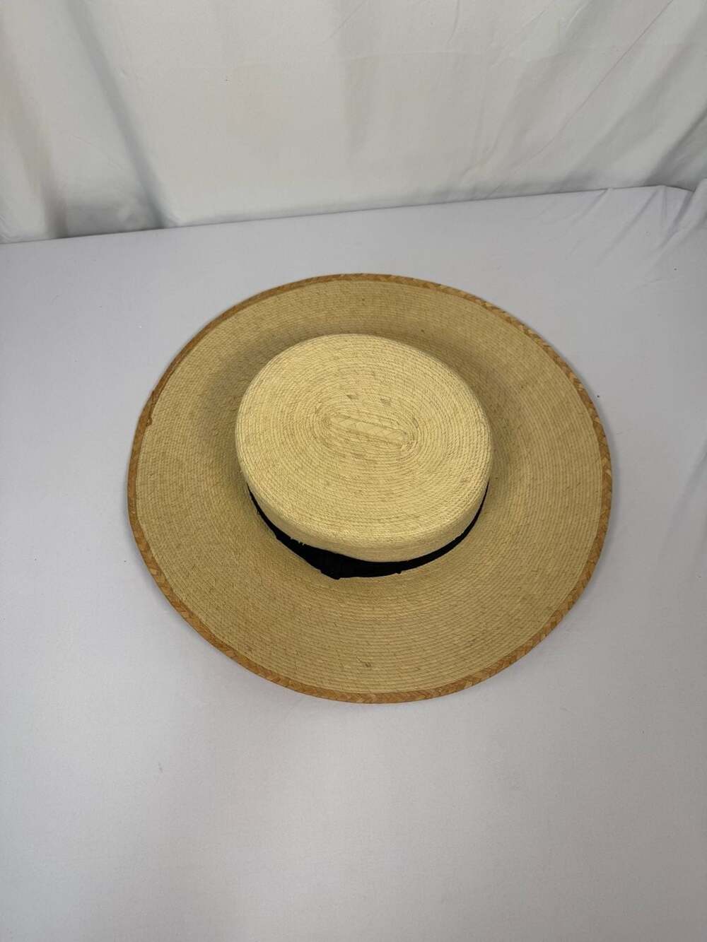 J. Tula Straw Boater Hat with Black Ribbon Band - Picture 2 of 7